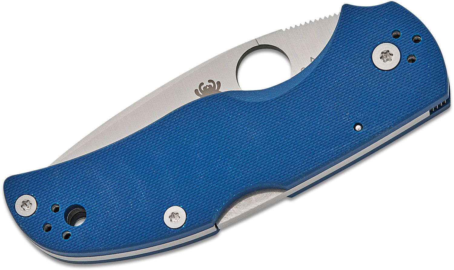 Native 5, CPM-SPY27 Satin Plain Blade, Cobalt Blue G10 Handle