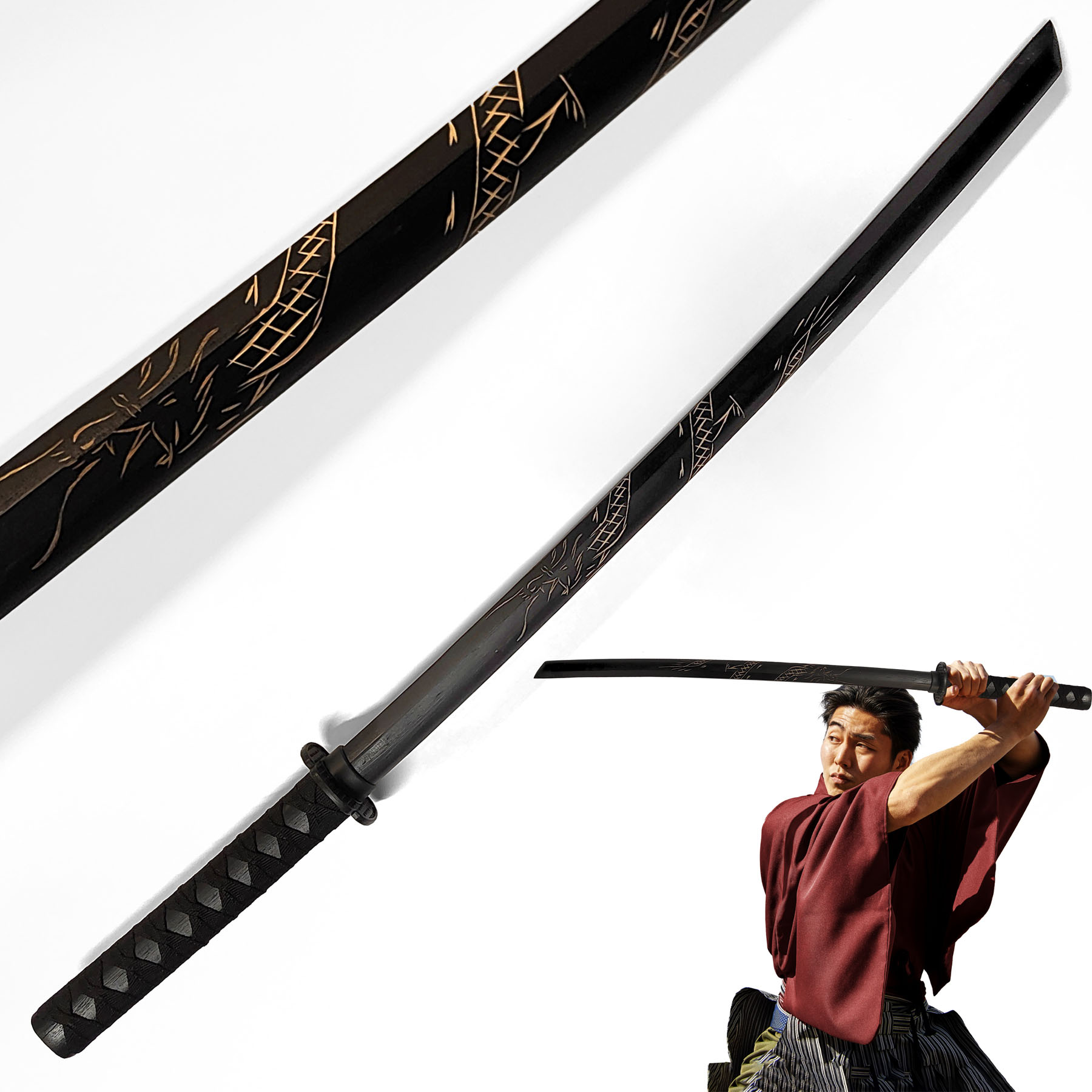 Bokken with dragon pattern