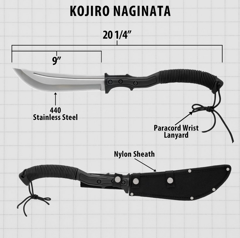Kojiro Naginata Sword with Sheath