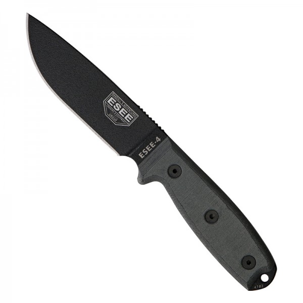 Esee Modell 4, glatte Schneide mit Scheide, schwarz