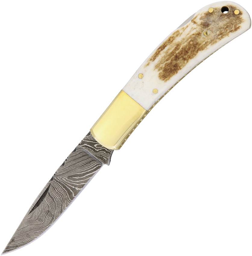 Damask pocket knife, staghorn