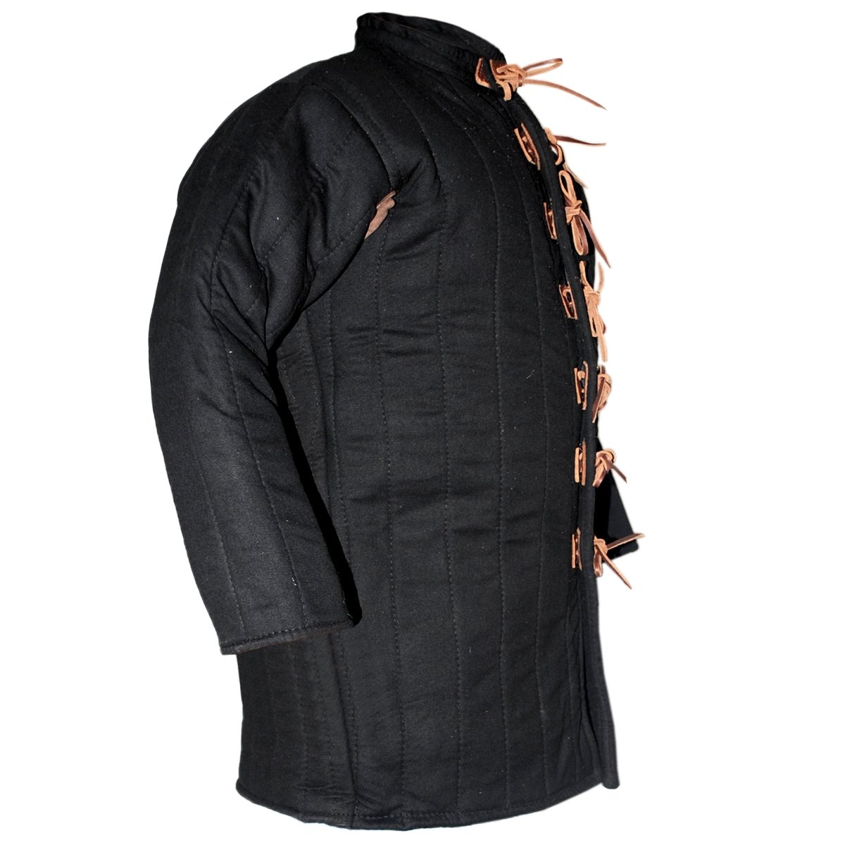 Gambeson mit Ledernesteln – schwarz (14./15. Jahrhundert), Schwarz, Größe L