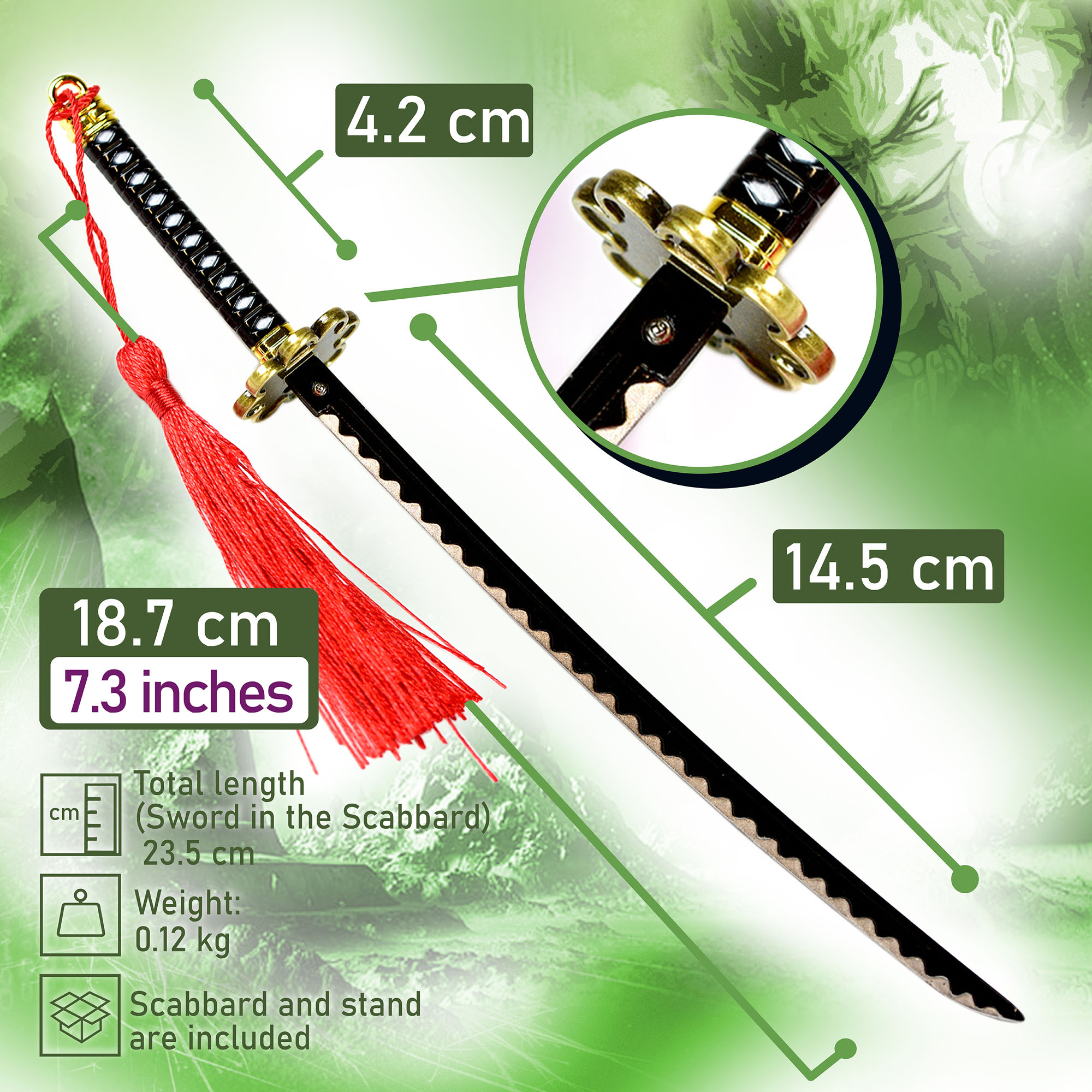One Piece - Zoro´s Shuusui Sword - Letter Opener Version with Stand