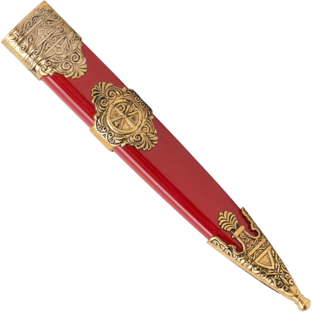 Roman dagger red / gold with scabbard 