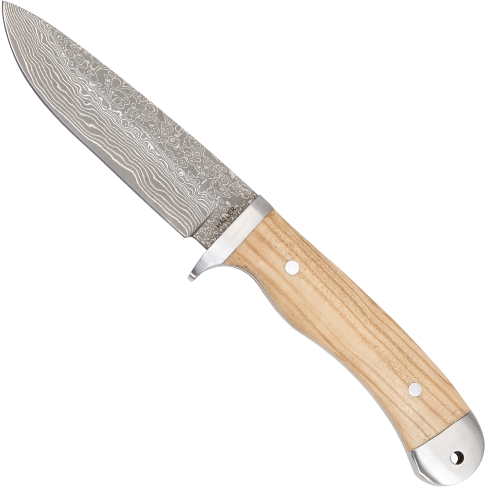 Damascus knife olive wood handle