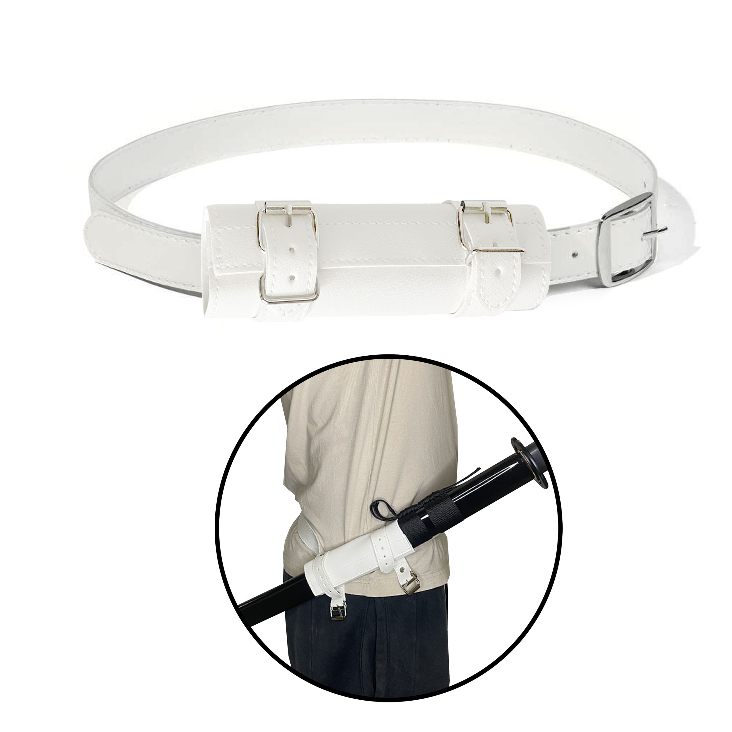 Katana Sword Belt Holder, White