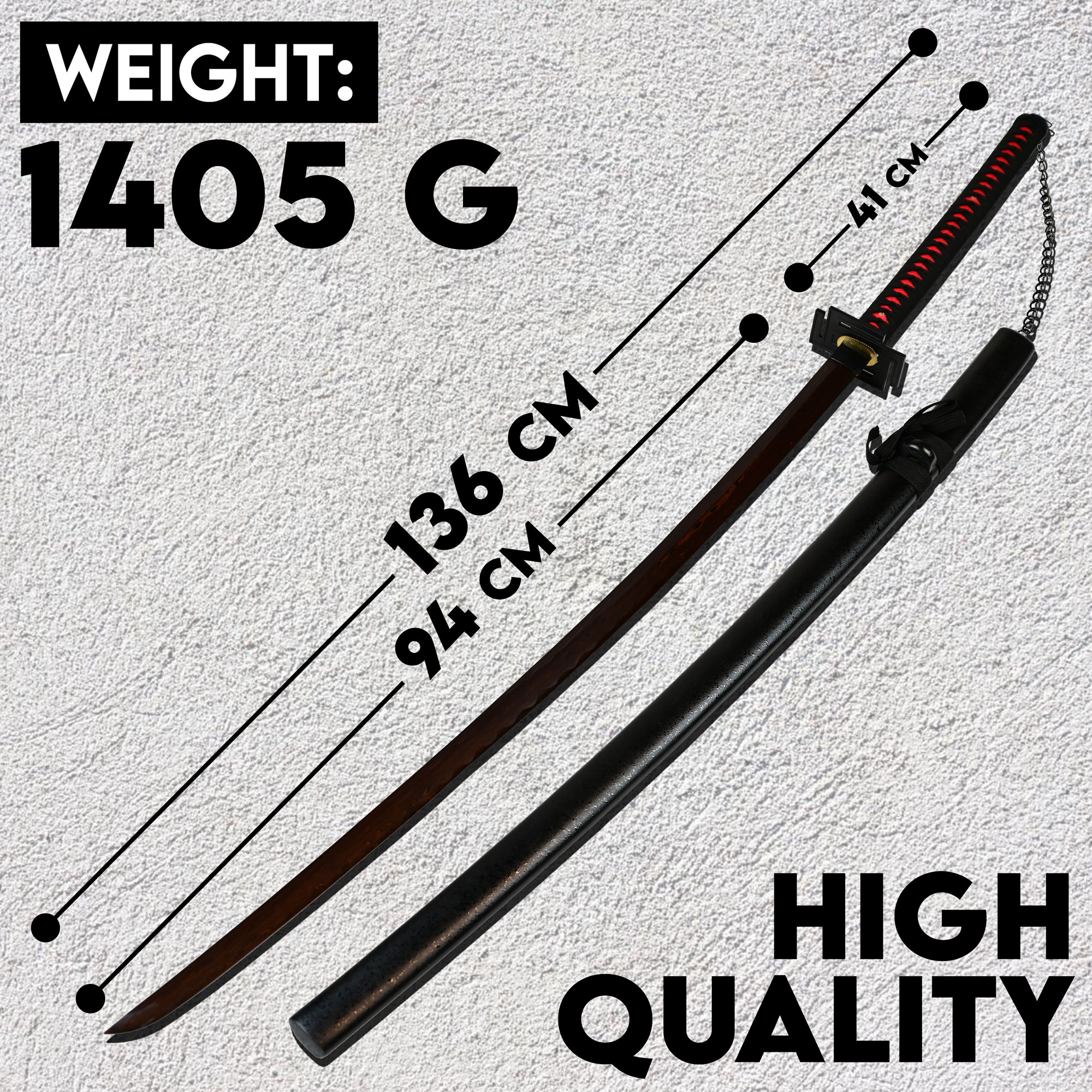 Bleach - Ichigo Kurosaki Schwert - handgeschmiedet&gefaltet, Set