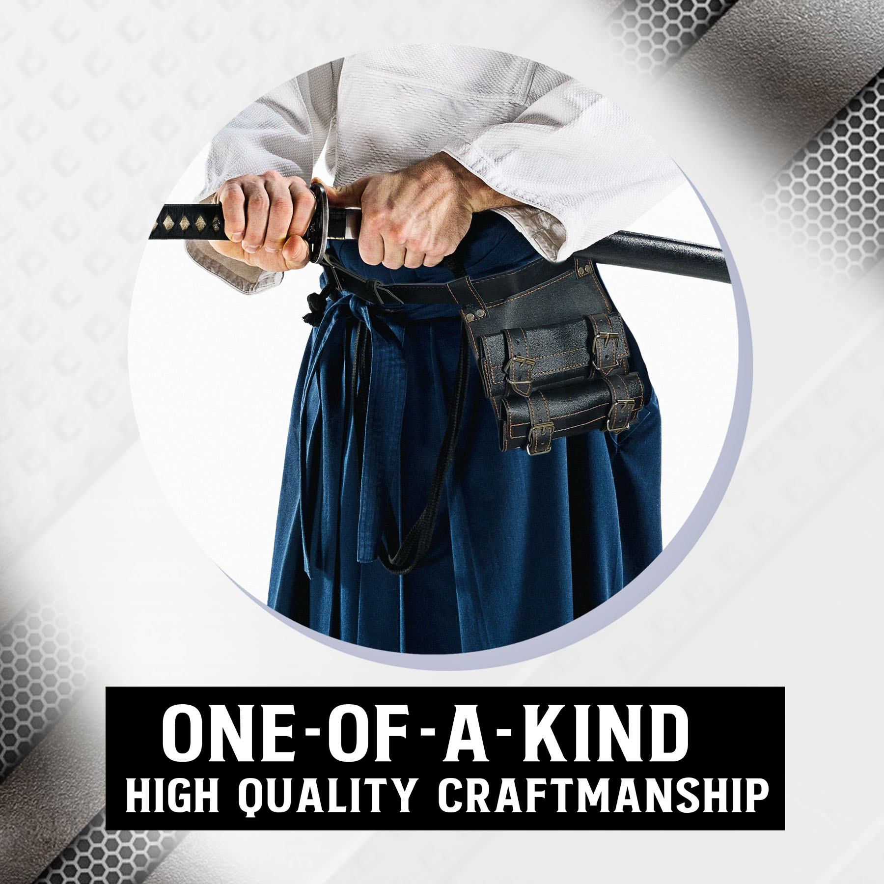 Belt sword holder for 2 swords on the same side, black