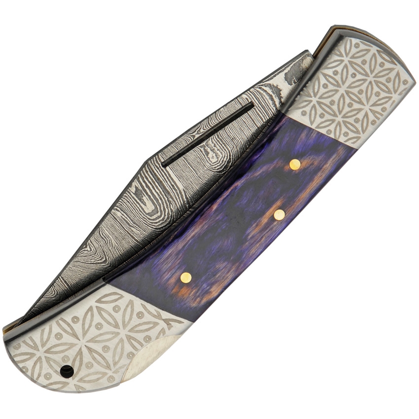 Damast Opal Blue Lockback Taschenmesser