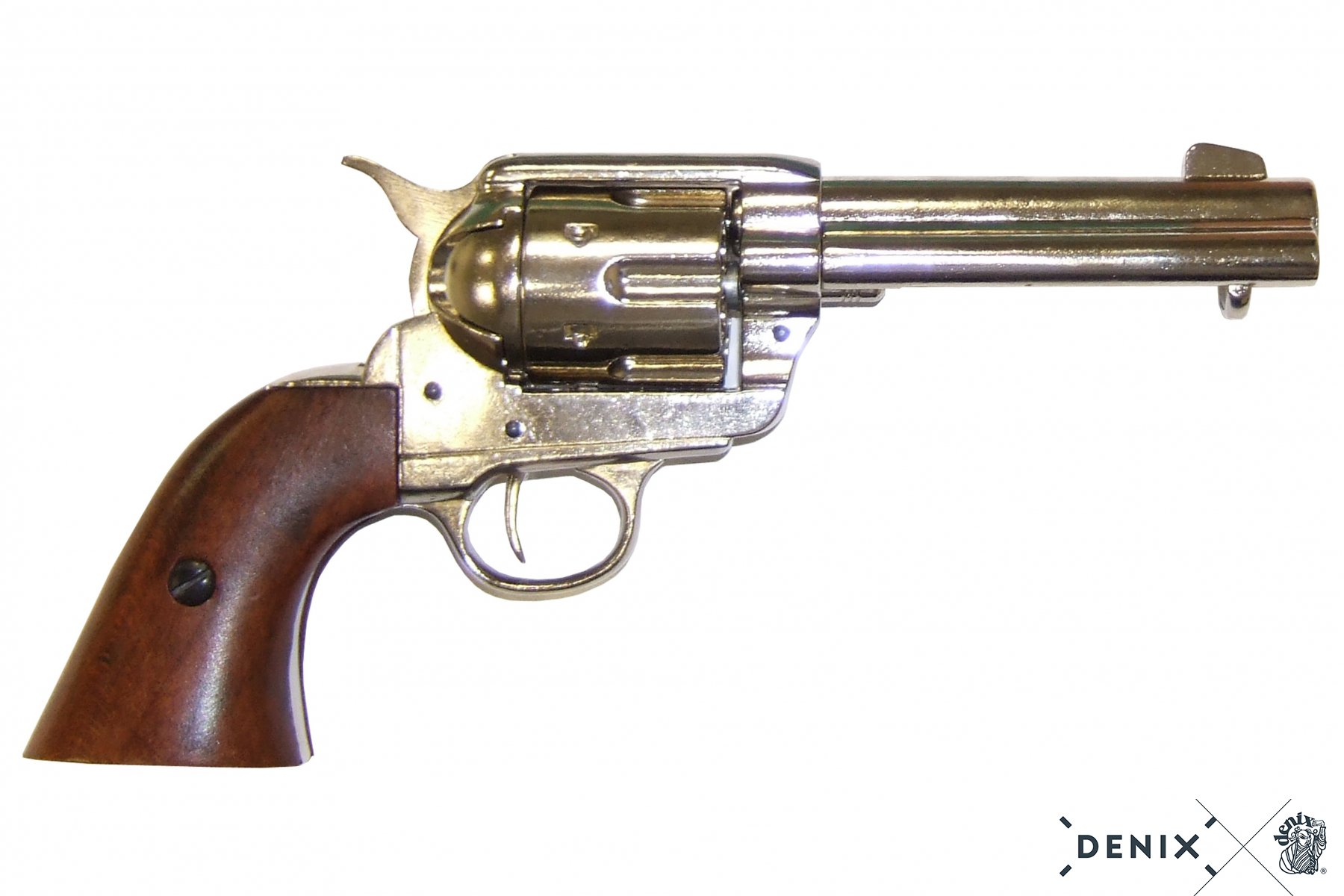 45er Colt Peacemaker nickel plated with wooden handle