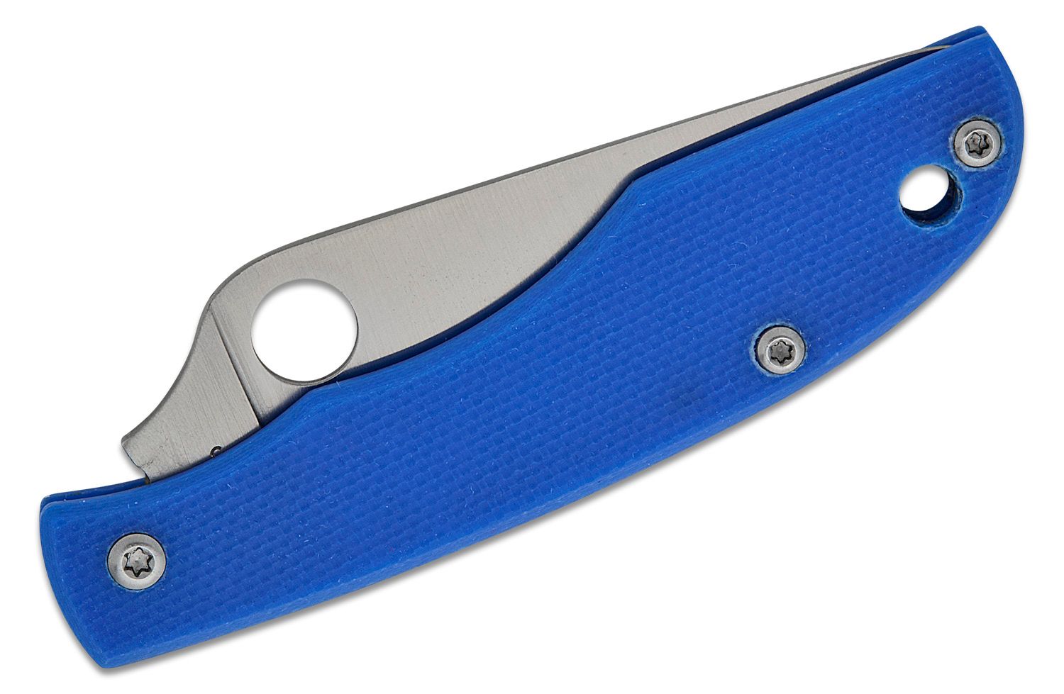 GrassHopper Miniatur, 12C27 Satin Plain Klinge, blauer G10 Griff