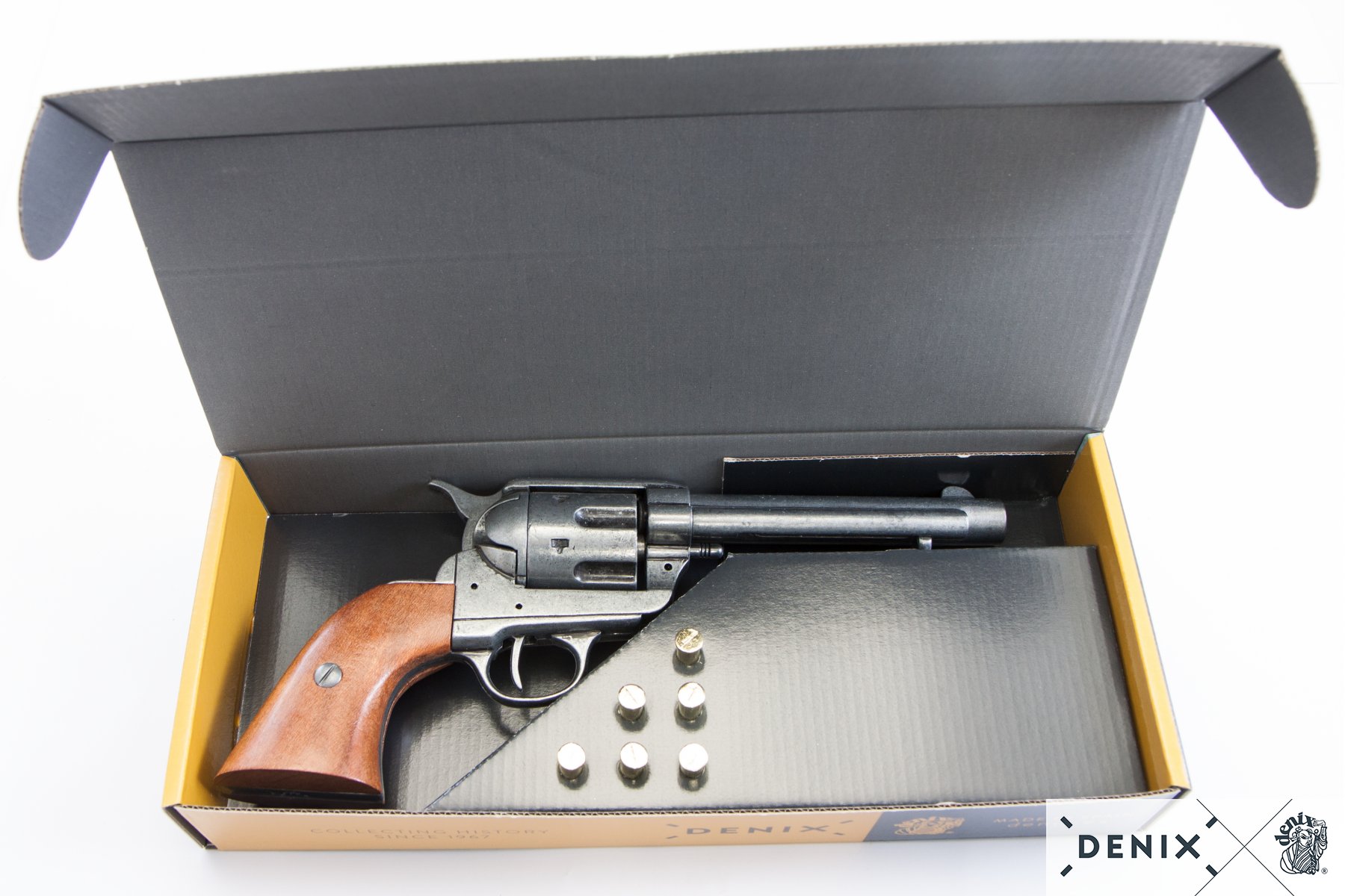 45er Colt Peacemaker grau mit 6 Patronen