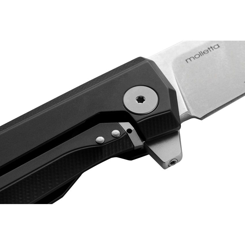 Myto, M390 Satin Blade, Black Aluminum Handle