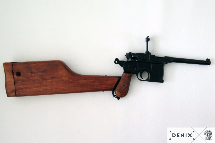 Mauser pistol C96 with rifle stock made of wood, Germany 1896