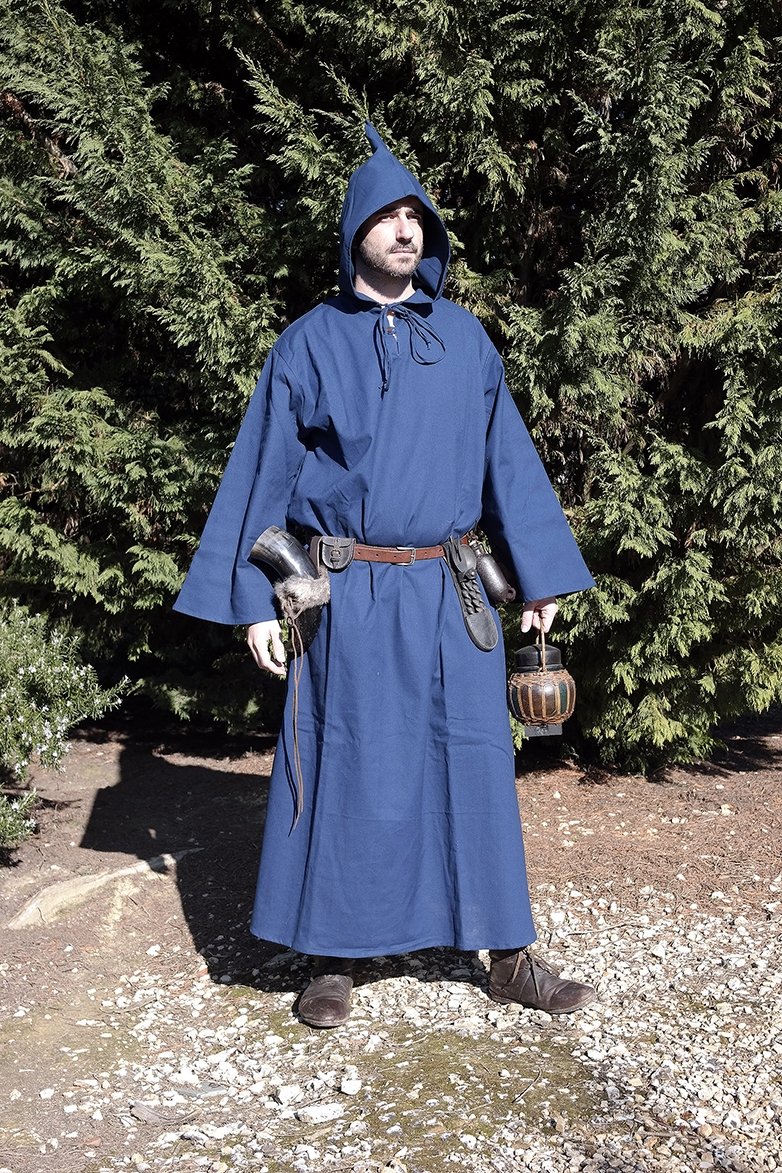 Mittelalter Kutte mit Kapuze - Blau, Größe XL