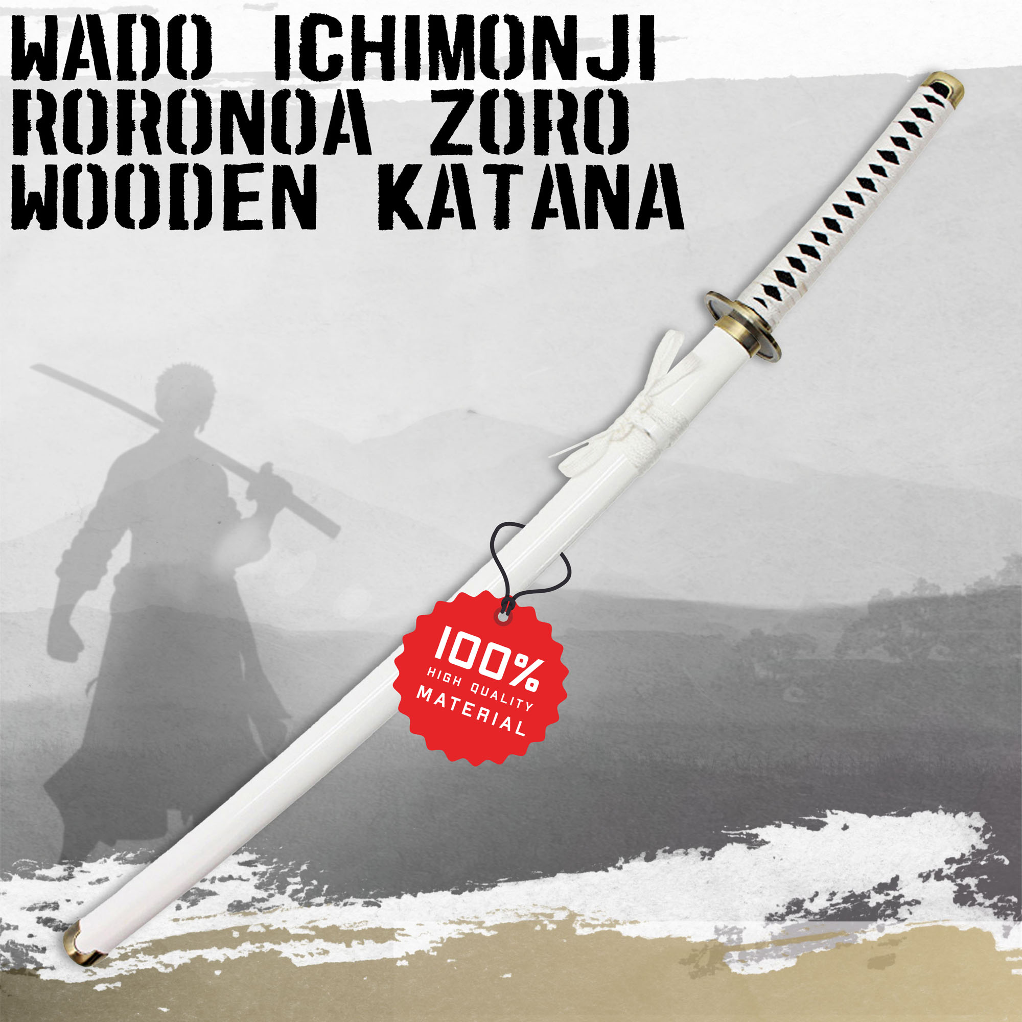 One Piece - Wado-Ichi-Monji Katana aus Holz mit Scheide