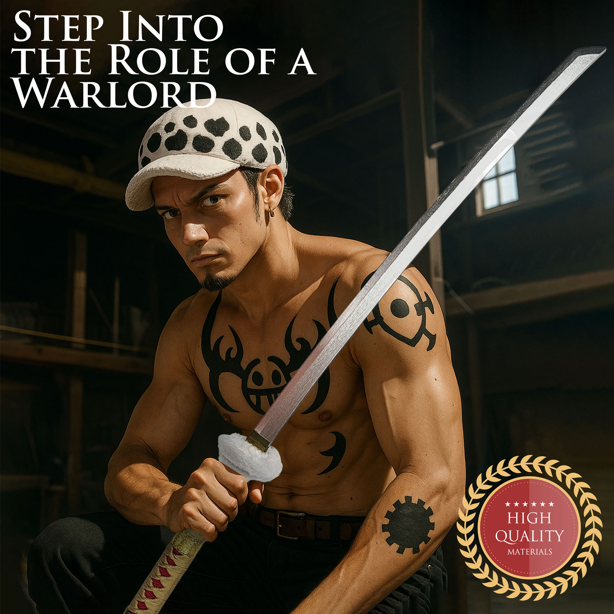 One Piece - Trafalgar Law Schwert brauner Griff, Holzversion