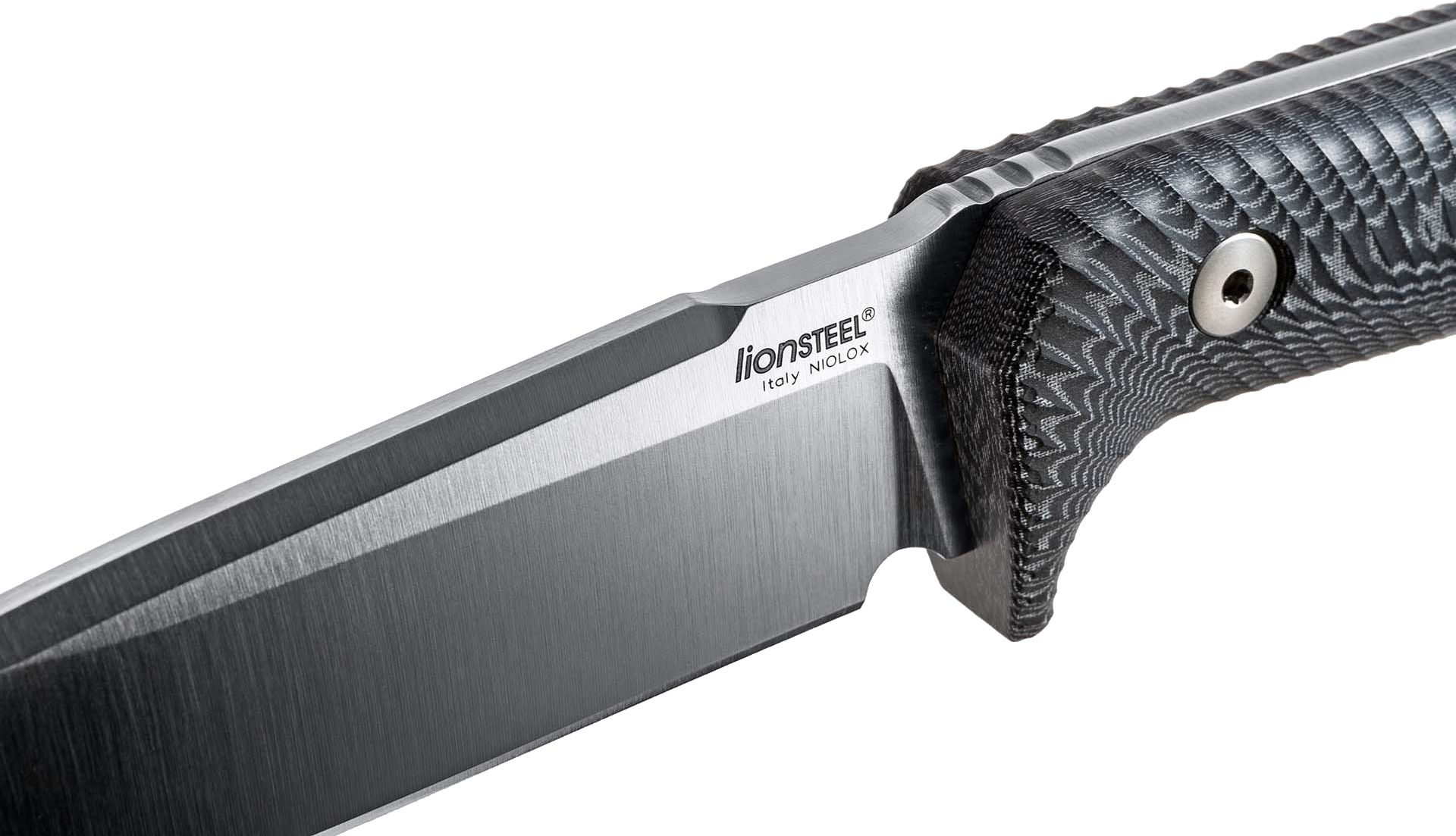 T5 MI Solid, Satin Niolox Blade, Single Piece Black Micarta Handle, Leather Sheath