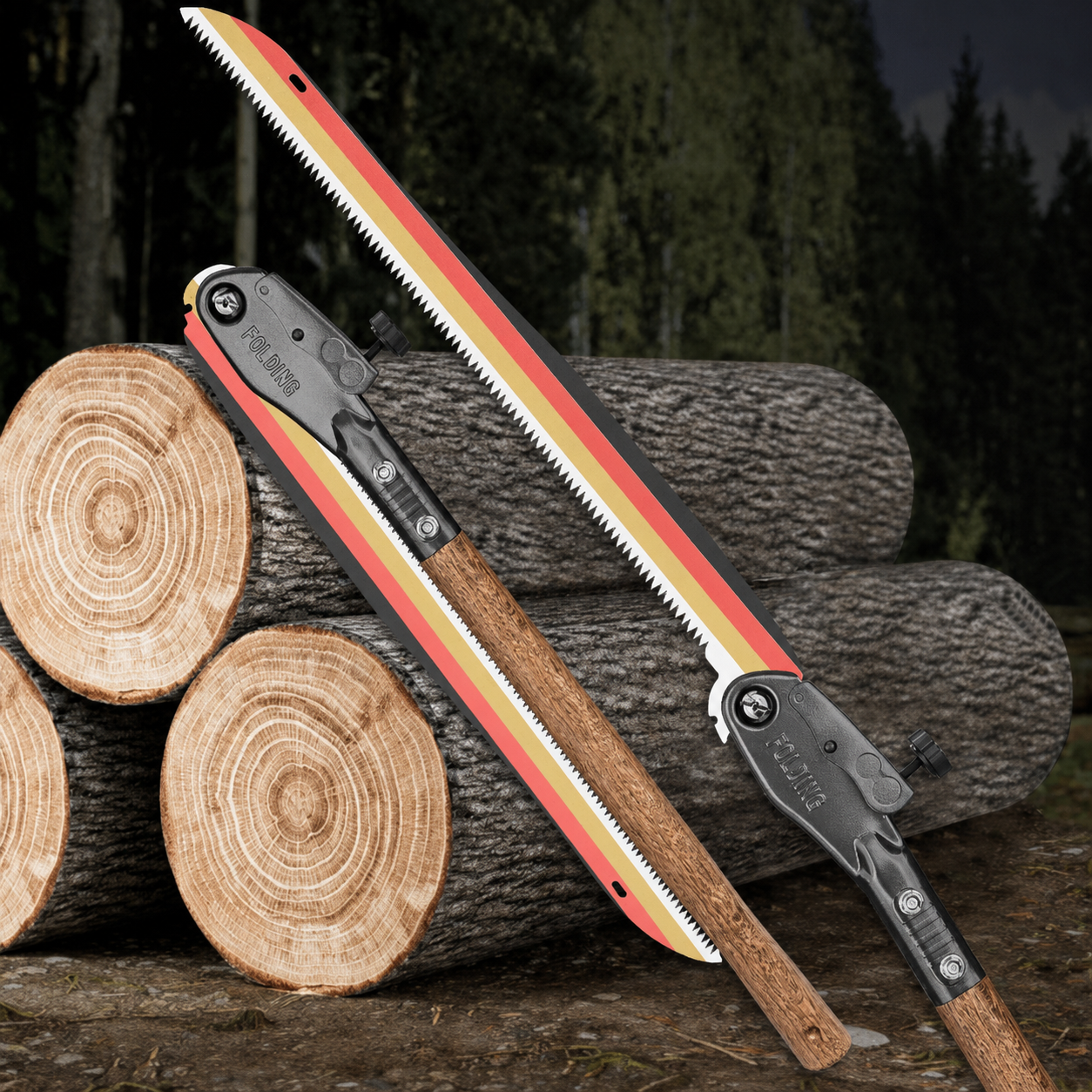 Profi Klappsäge (112 cm) – Industrielle Outdoor-Handsäge aus 65 Mn Stahl inkl. Tasche