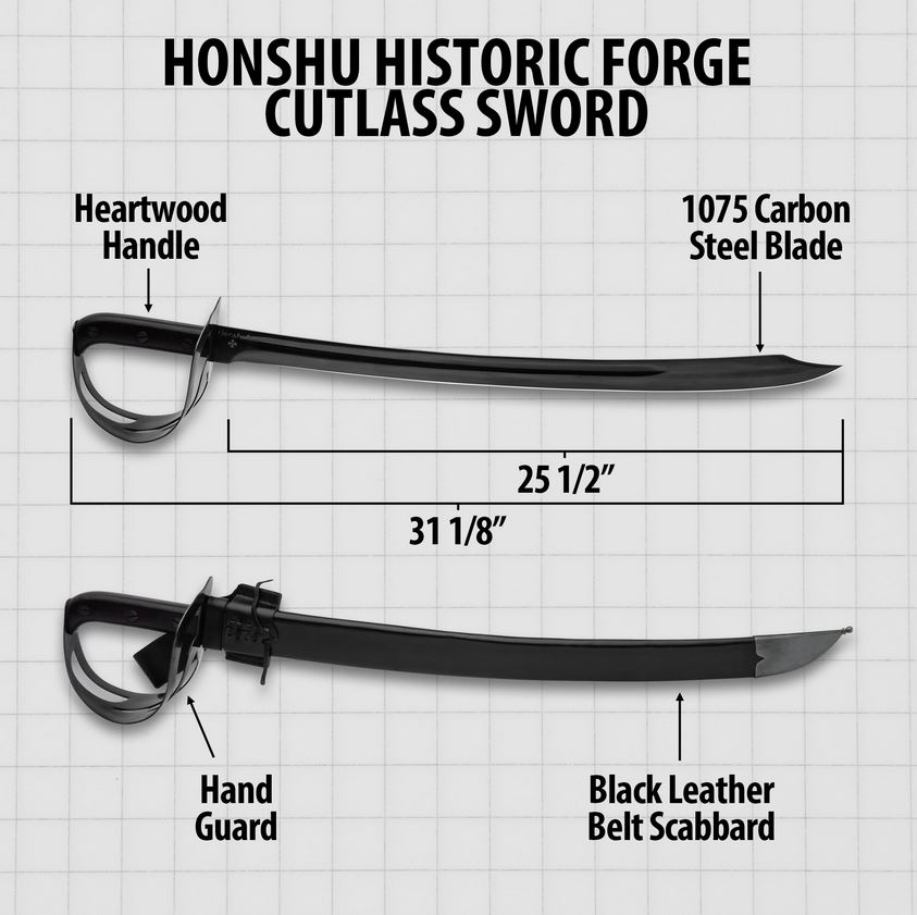 Honshu 1917 Hybrid Cutlass with Sheath