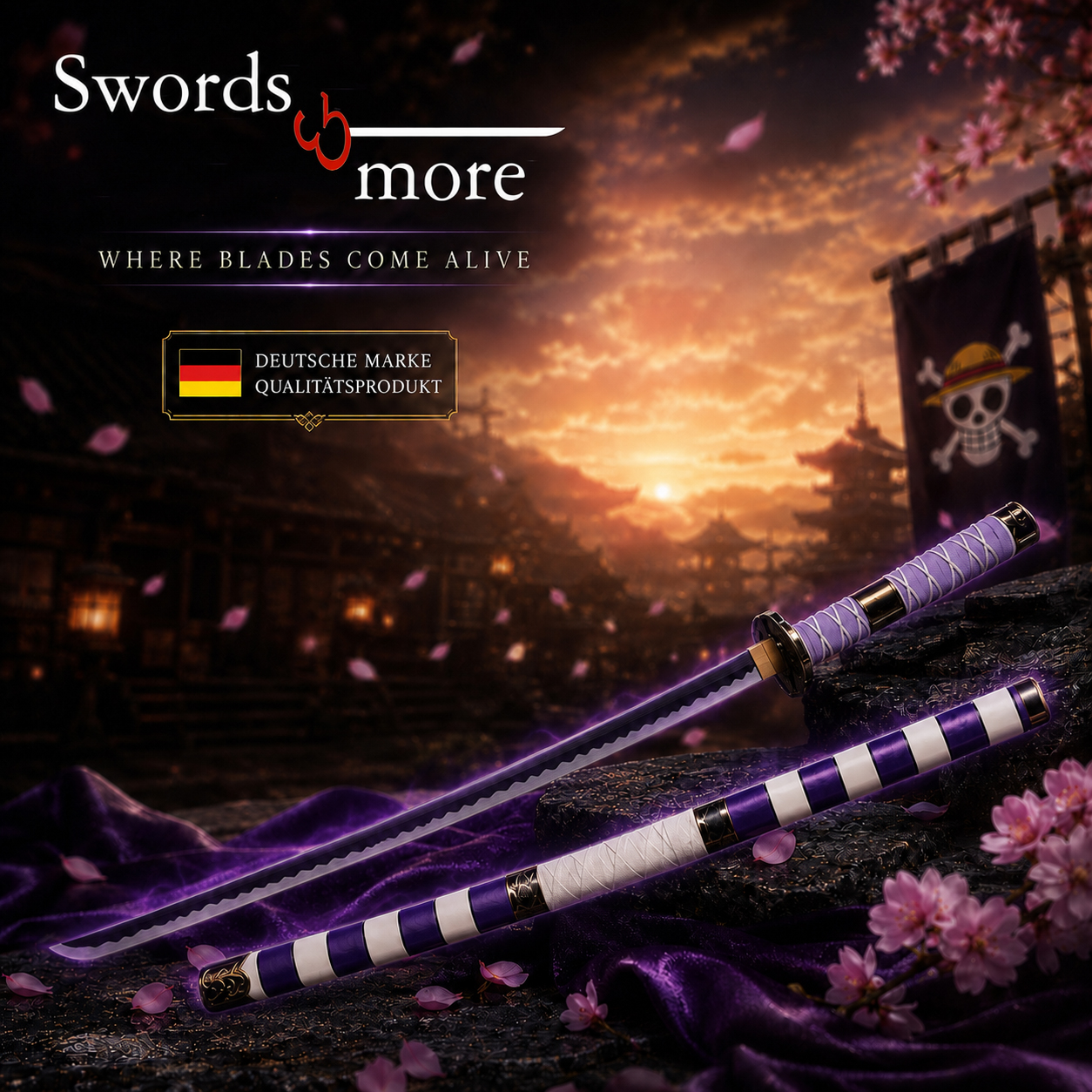 One Piece - Nidai Kitetsu Katana with Sheath (Wooden Version)