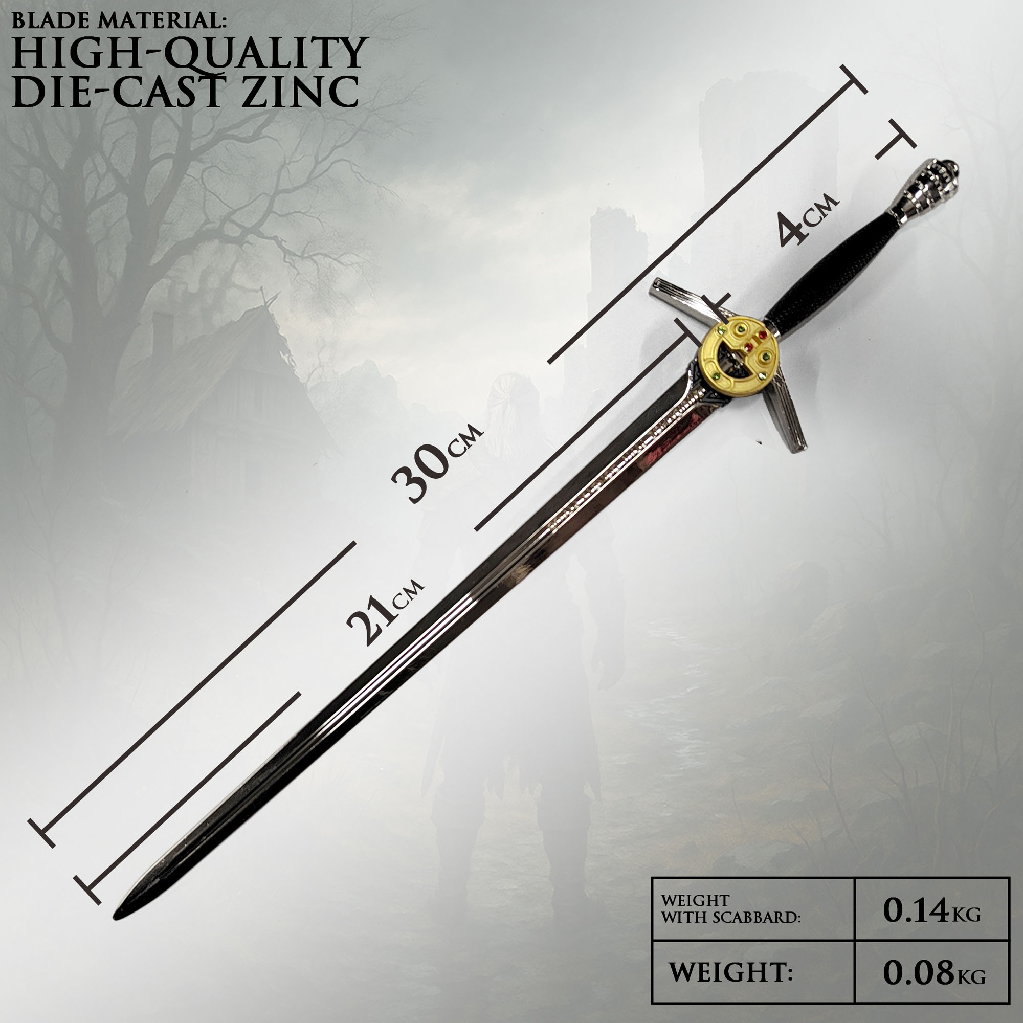 Witcher - Stahl Schwert mit Scheide, Netflix version, XL Brieföffnerversion