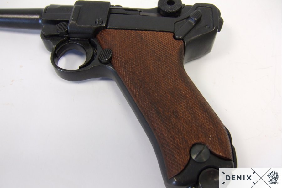 Luger-Pistole PO8 Parabellum 1898, normaler Lauf, Holzgriff