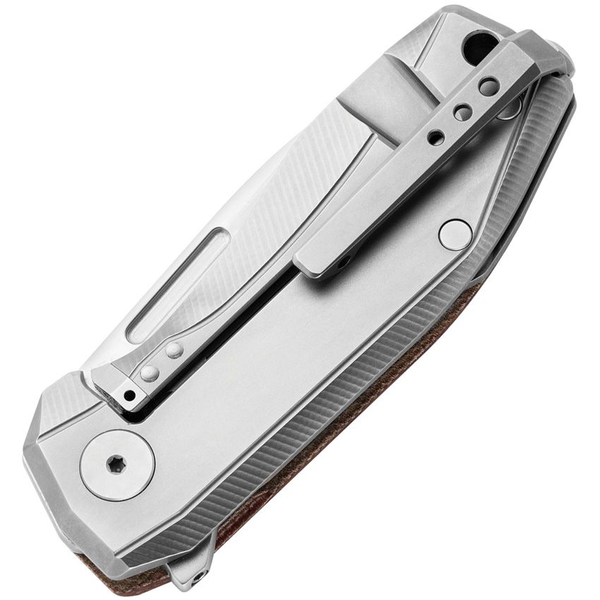 Nano-Messer, CPM-MagnaCut Satin Drop Point-Klinge, Griff aus natürlichem Canvas-Micarta