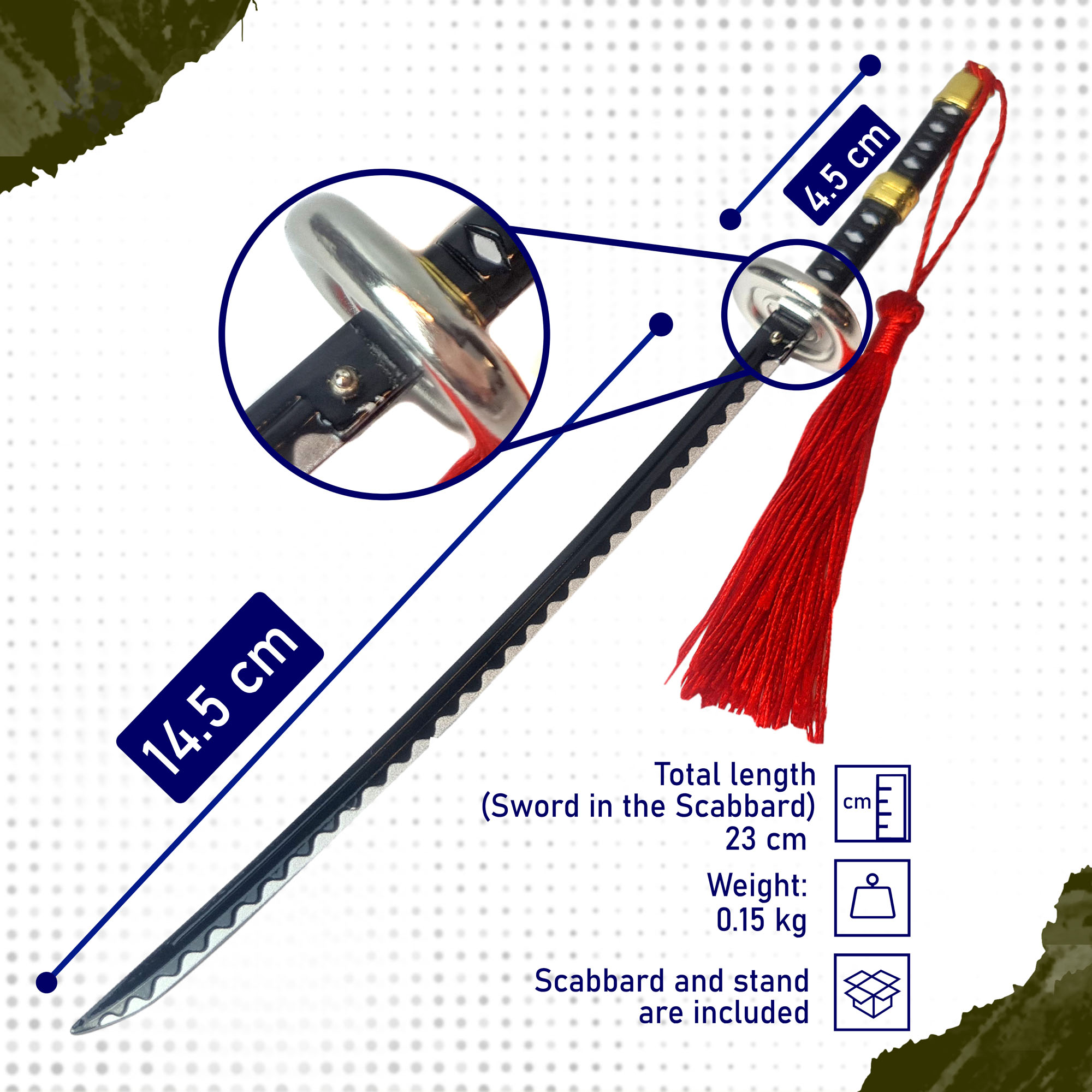 One-Piece-Schwert – Trafalgar Laws Schwert, Katana-Brieföffner mit Scheide und Ständer