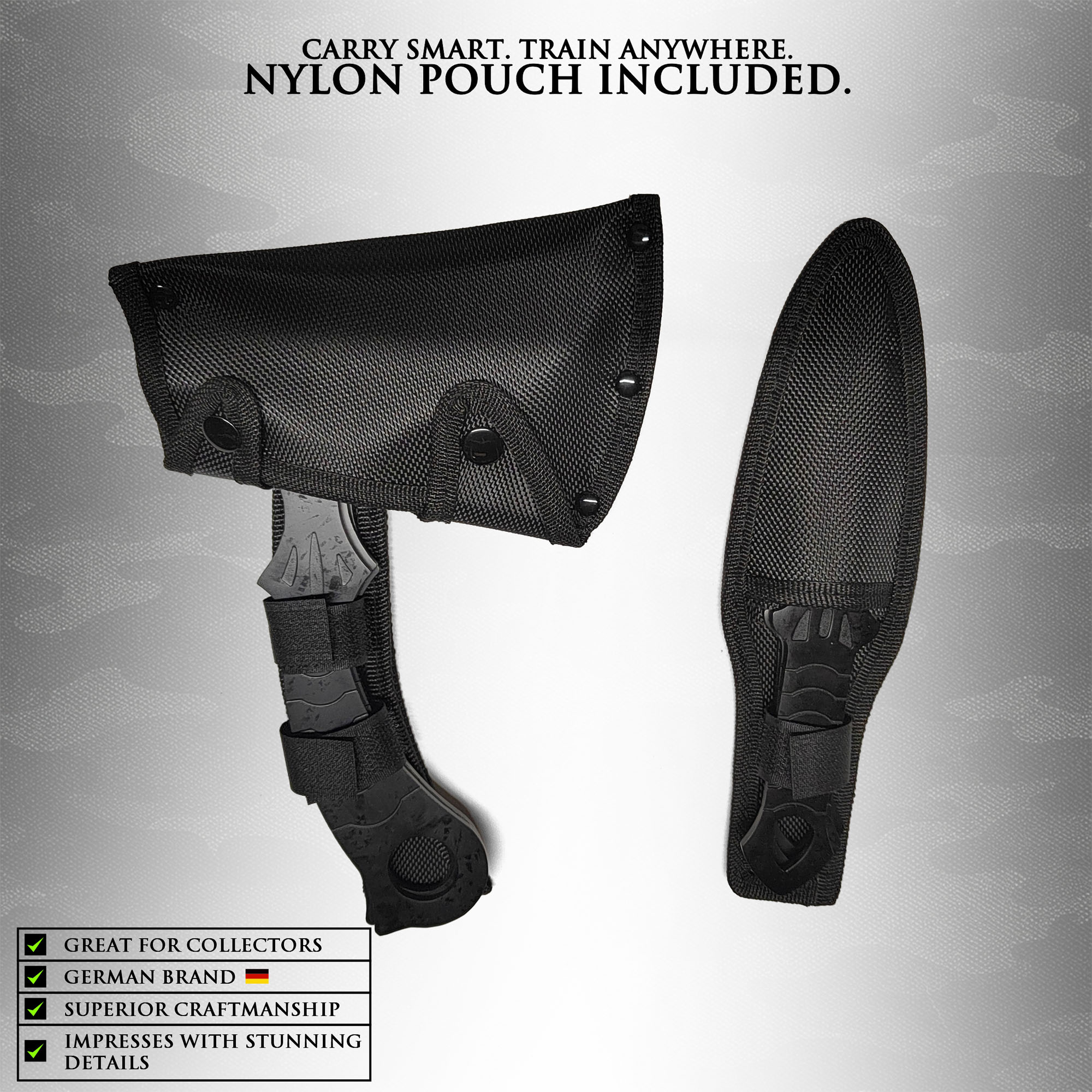 3 throwing knives + 3 throwing axes – throwing set with nylon pouch