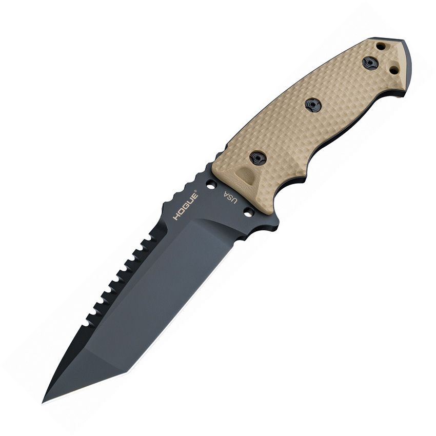 EX-F01, schwarze Tanto-Klinge aus A2-Stahl, flache Dark Earth G10-Griffe, MOLLE-Scheide