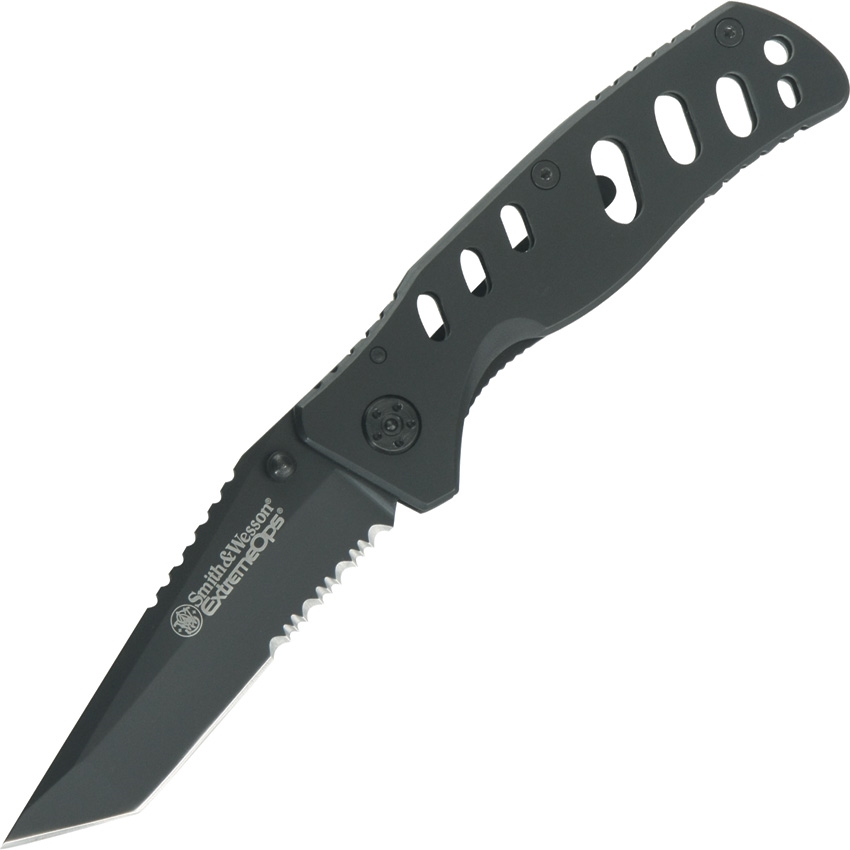 ExtremeOps Linerlock Knife, partially serrated tanto blade