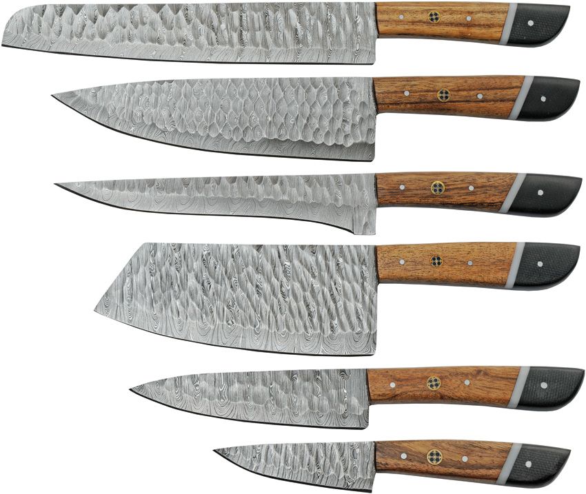 Damast Saddlewood Küchenset mit Rolle