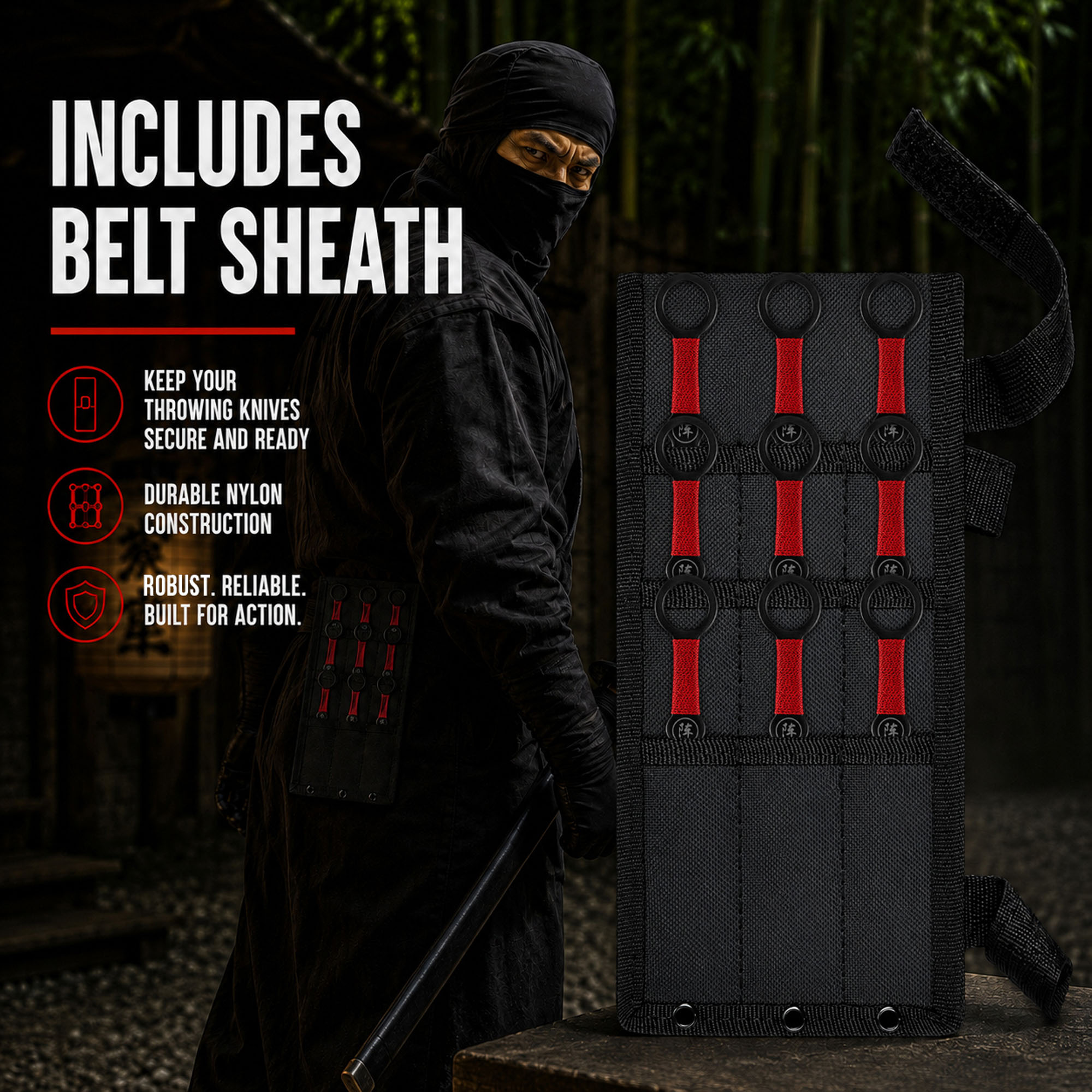 Throwing Knife Set with Wooden Target – 9 Piece Set