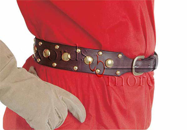 Studded Leather Belt, brown, size XL