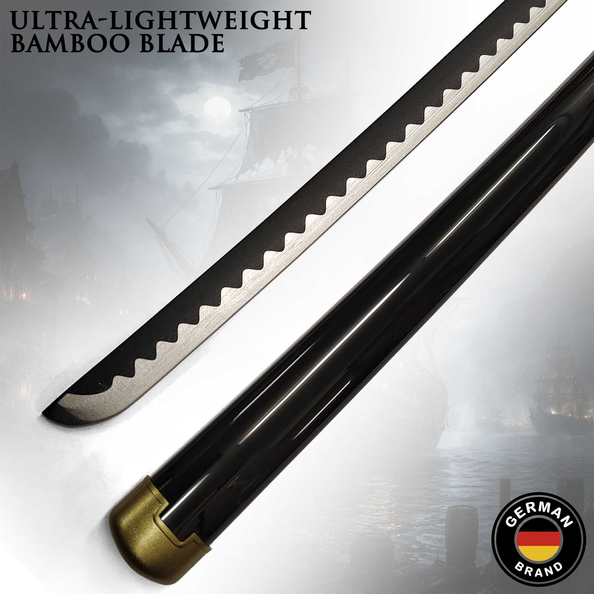 One Piece - Roronoa Zoro Yubashiri Wooden Katana with Sheath and Stand