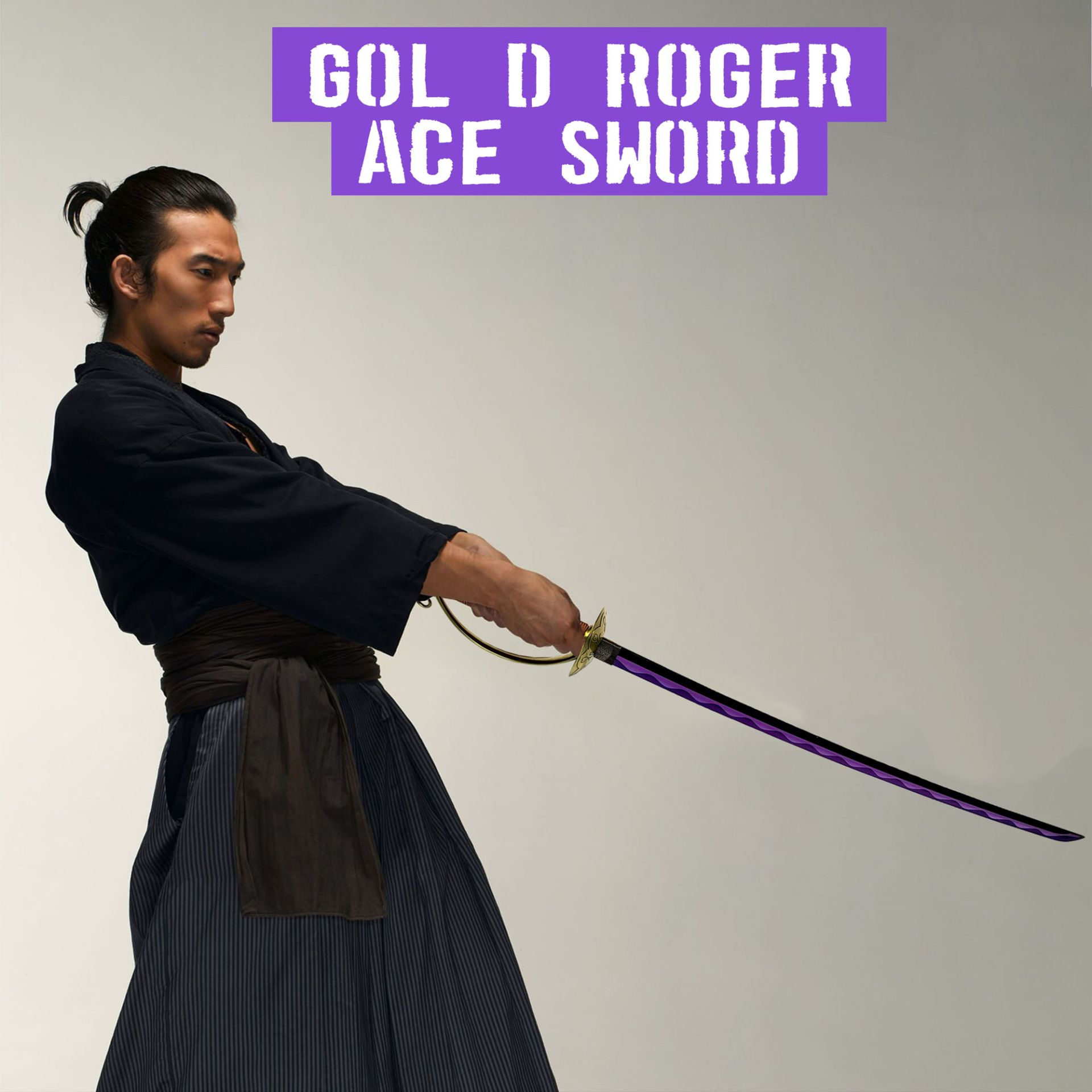 One Piece - Gol D Roger - Ace Schwert mit Scheide (Goldener Griff), Handgechmiedet