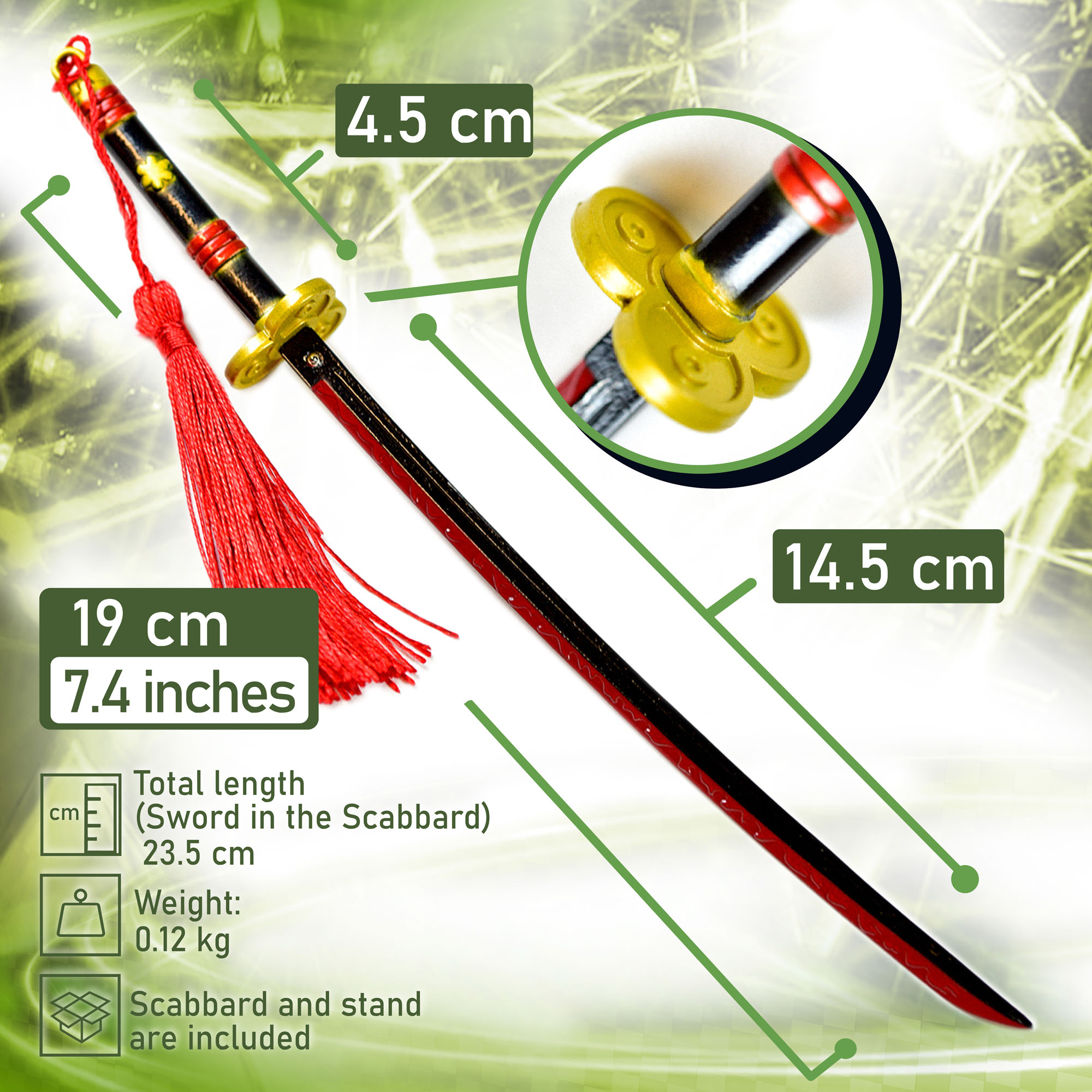 One Piece - Oden's Enma Sword, black - Letter Opener Version with Stand