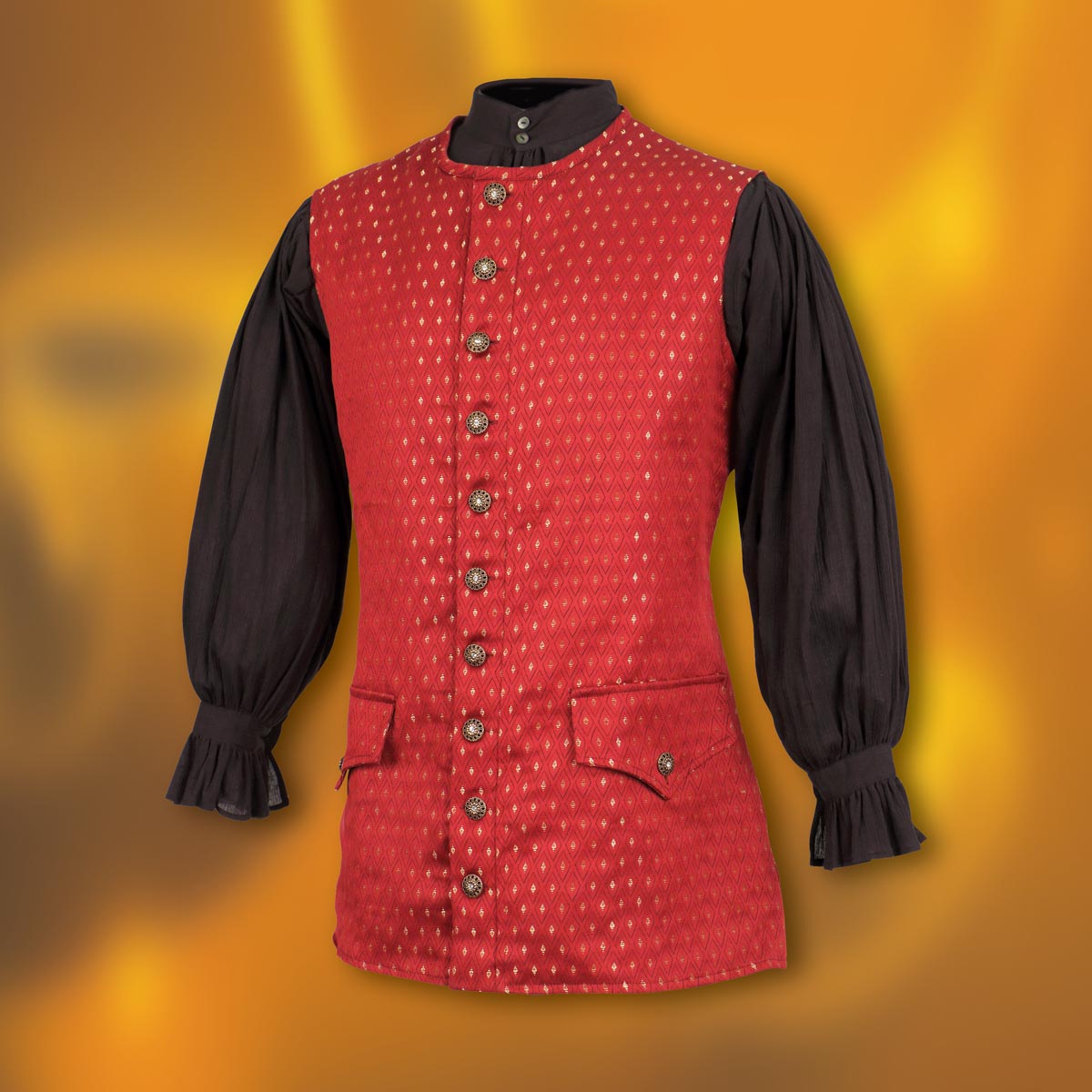 Scoundrel Long Pirate Vest, Red, L