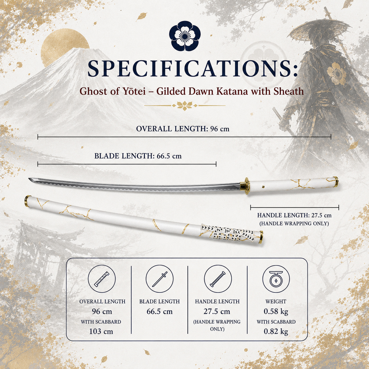 Ghost of Yōtei – Gilded Dawn Katana mit Scheide