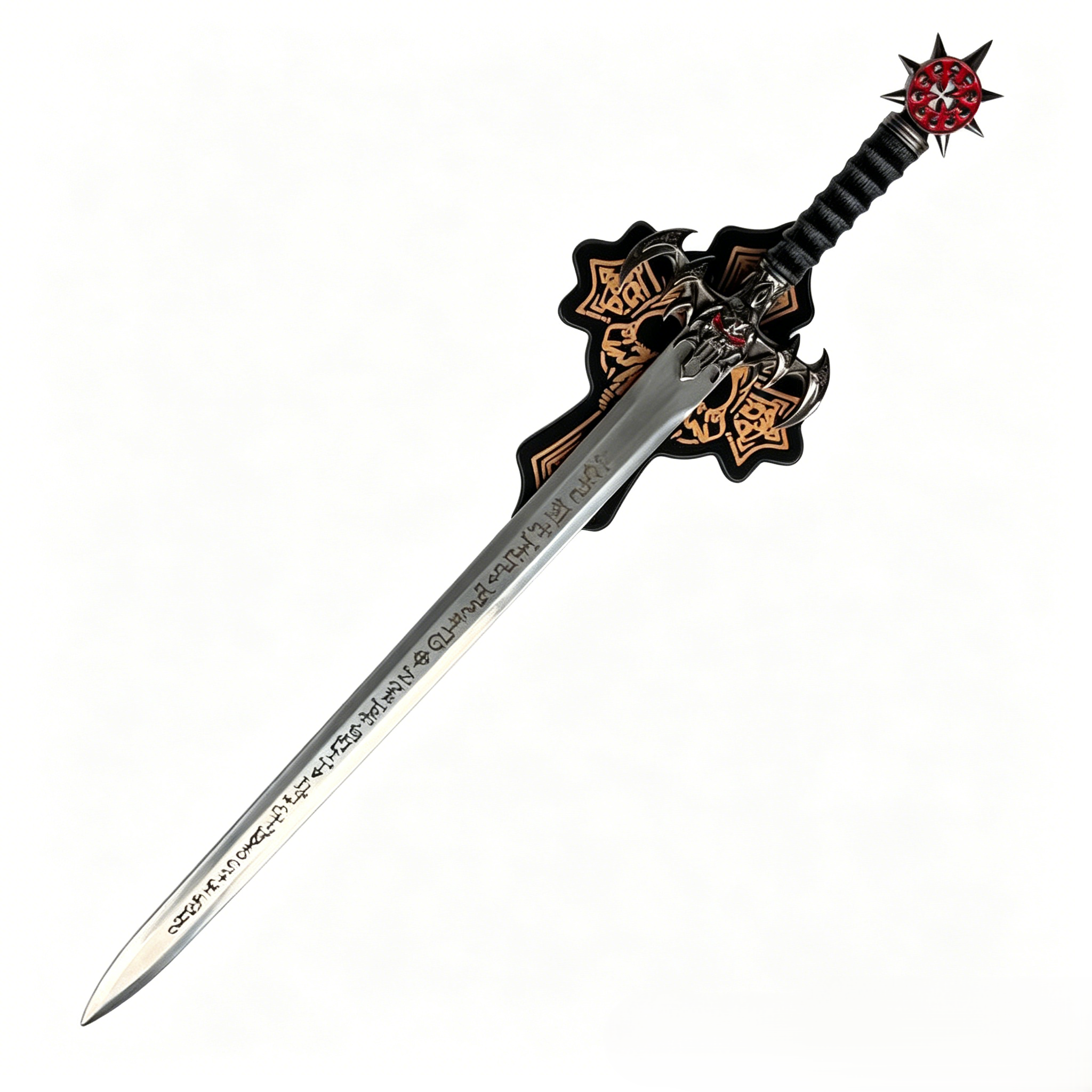 Dark Rune Sword (Steel) – 43.3" Fantasy Replica with Skull Wall Plaque