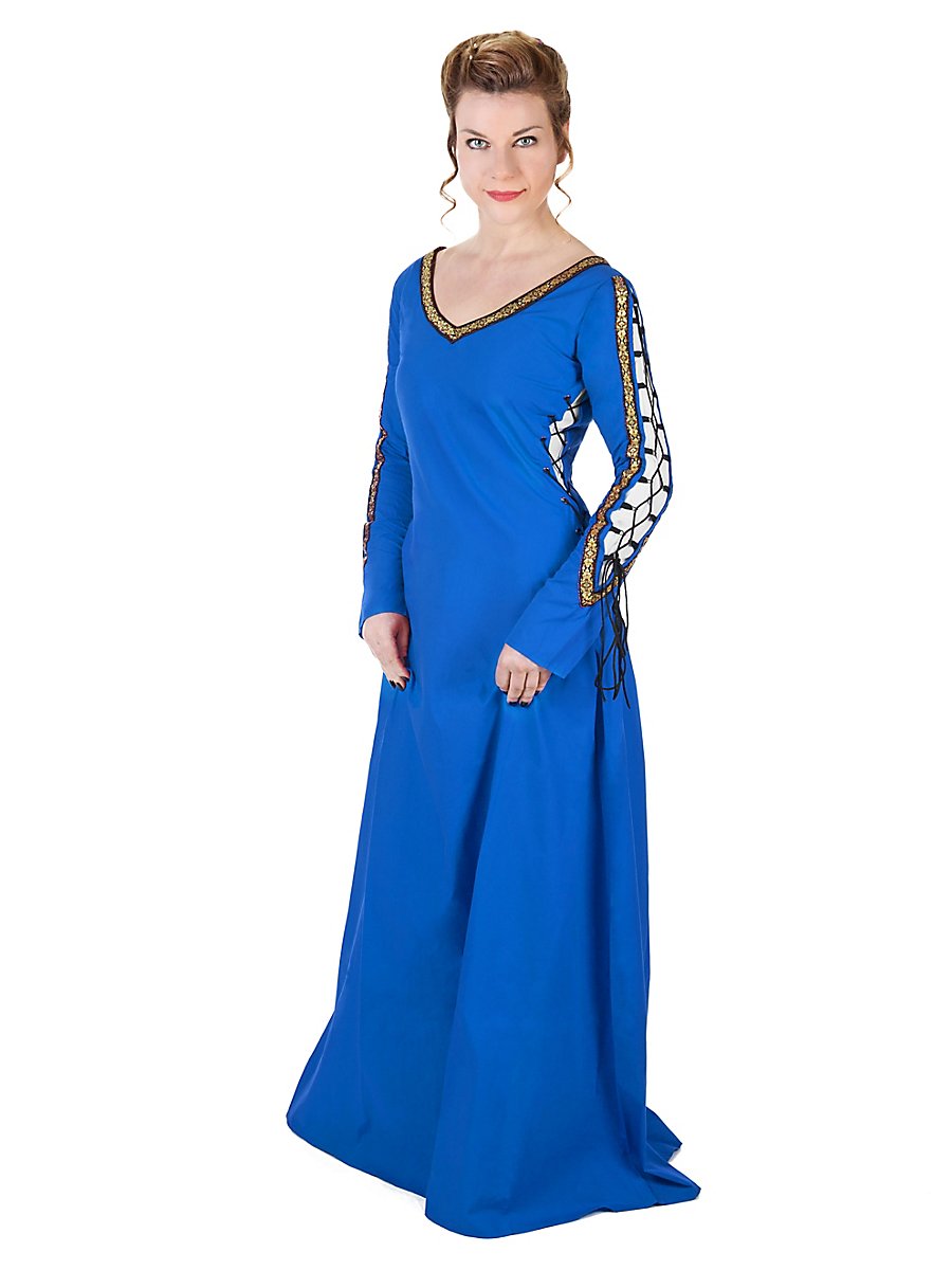 Mittelalterliches Schnürkleid blau, Größe XL