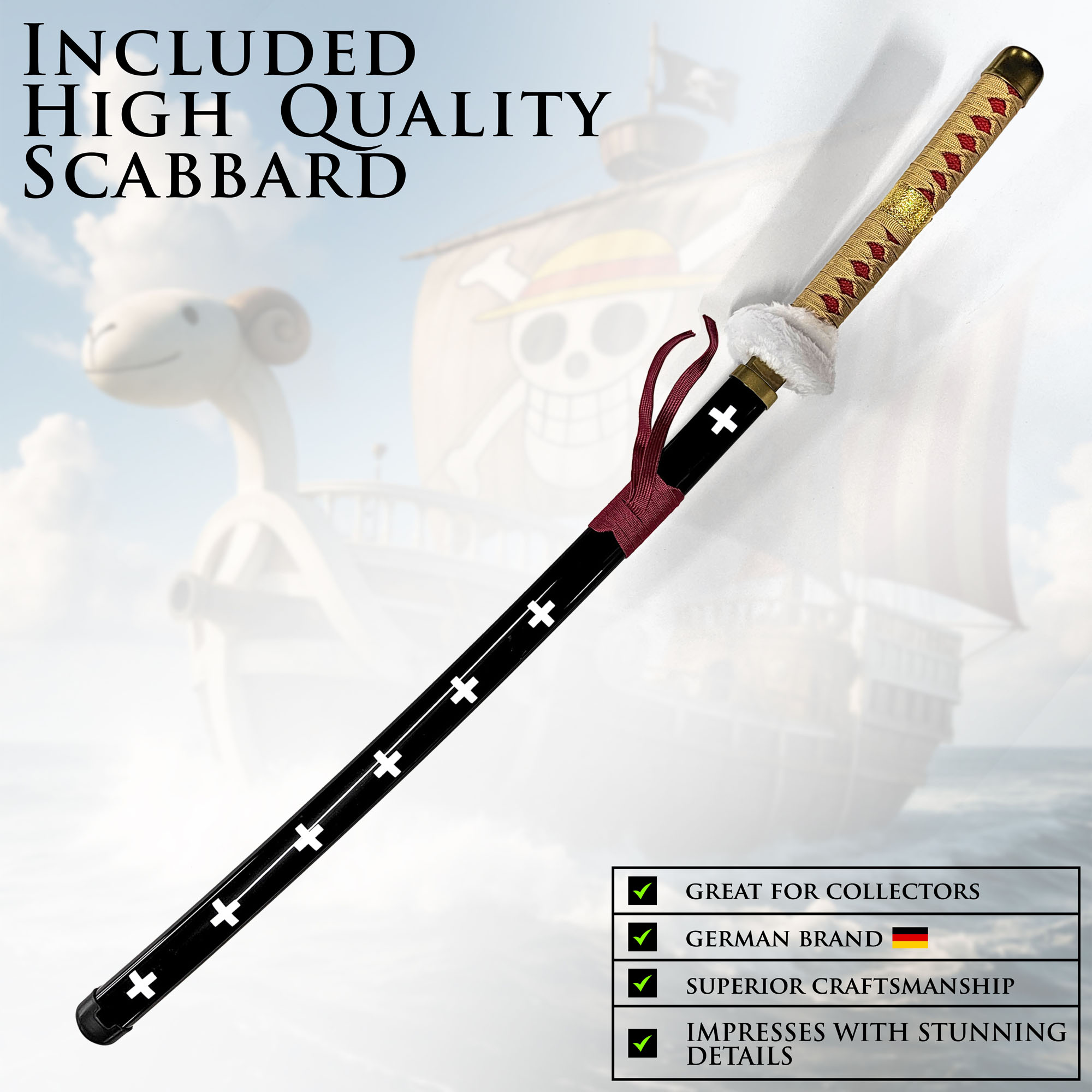One Piece - Trafalgar Law Schwert brauner Griff, Holzversion