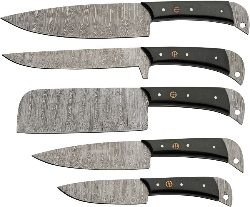 Damast Küchenmesser-Set mit Rolle