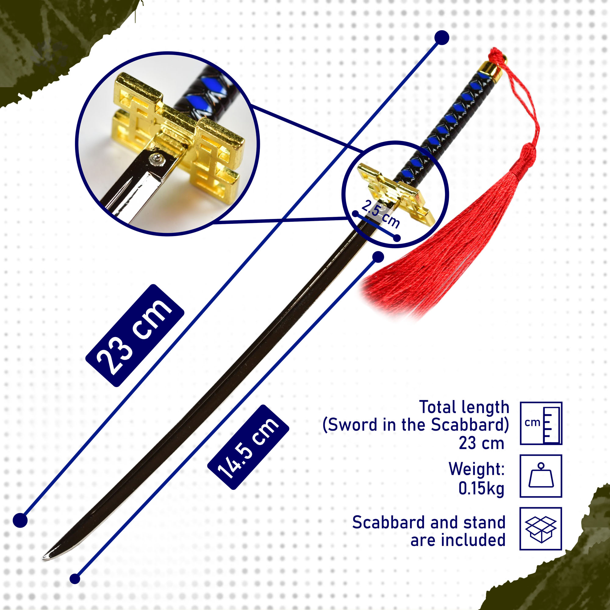 Demon Slayer – Muichiro Tokito Katana Brieföffner Schwert mit Scheide und Ständer