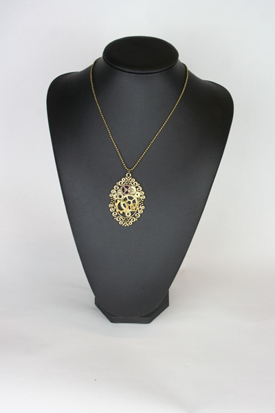 Steampunk Anhänger mit Kette - Zahnräder, bronze