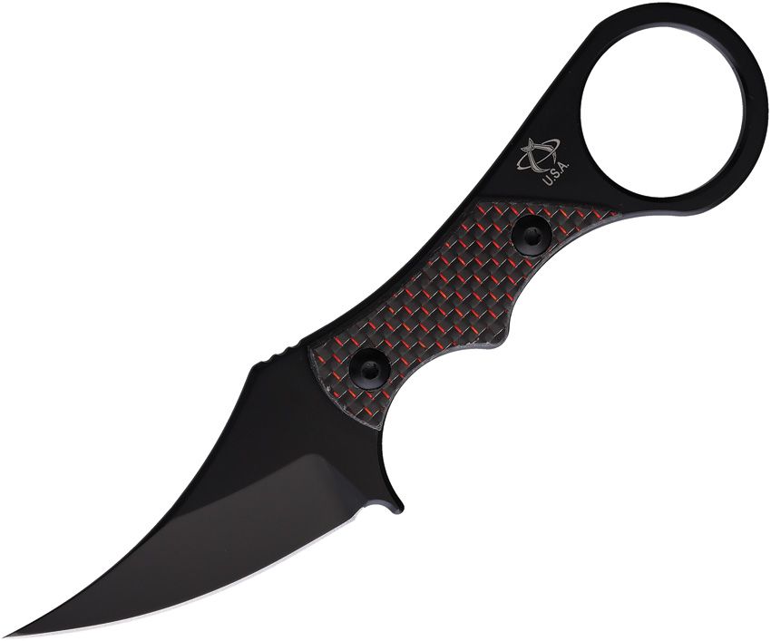 Sabot III Black Blade, Red Twill Carbon Fiber Handles