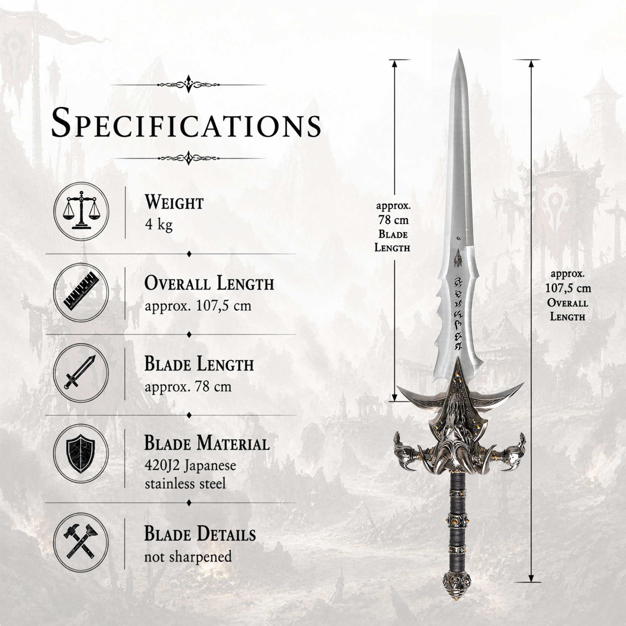 Warcraft - Frostmourne Schwert - Replik mit Wanddisplay