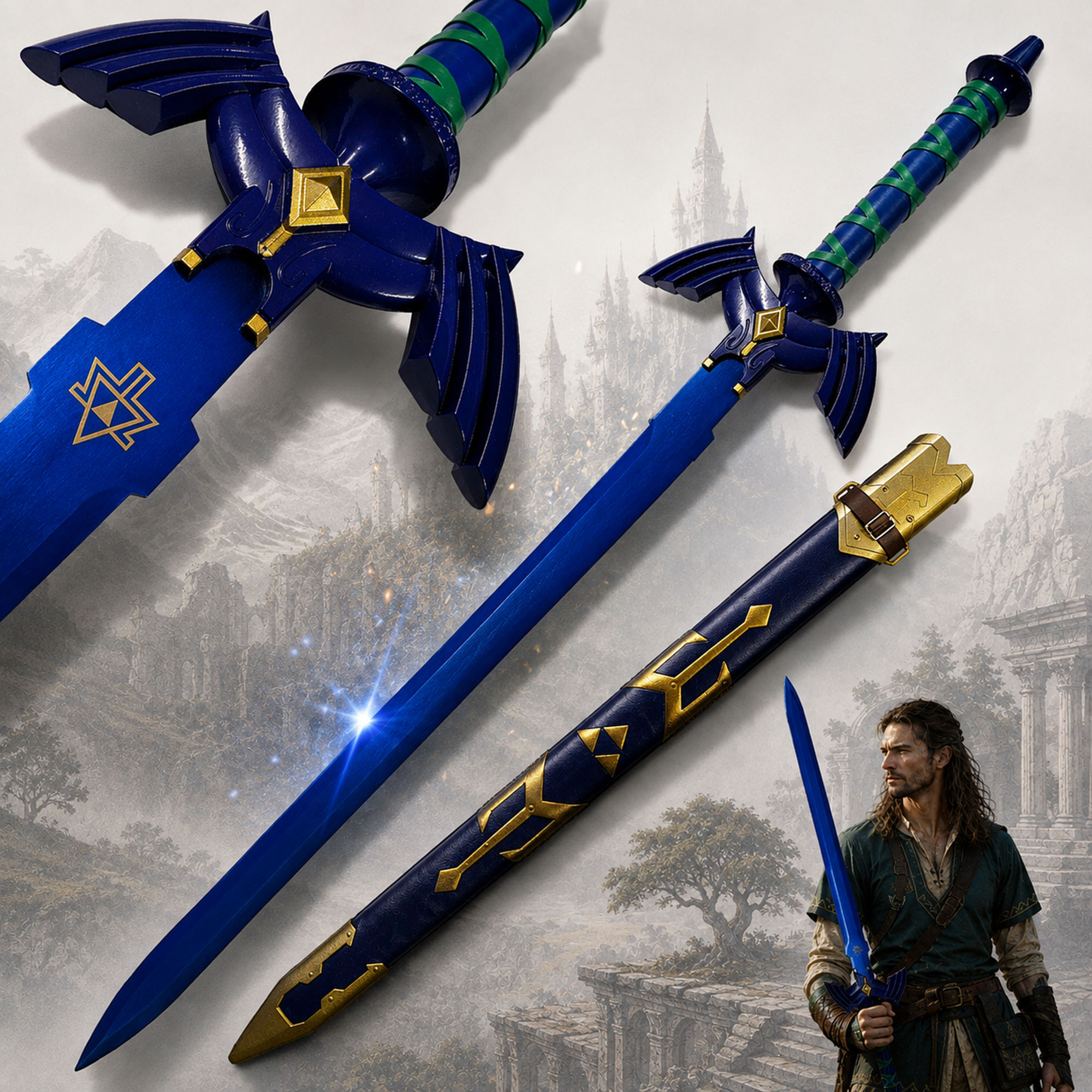 Zelda -  Links Master-Schwert (Blaue Stahlklinge) inkl. Scheide