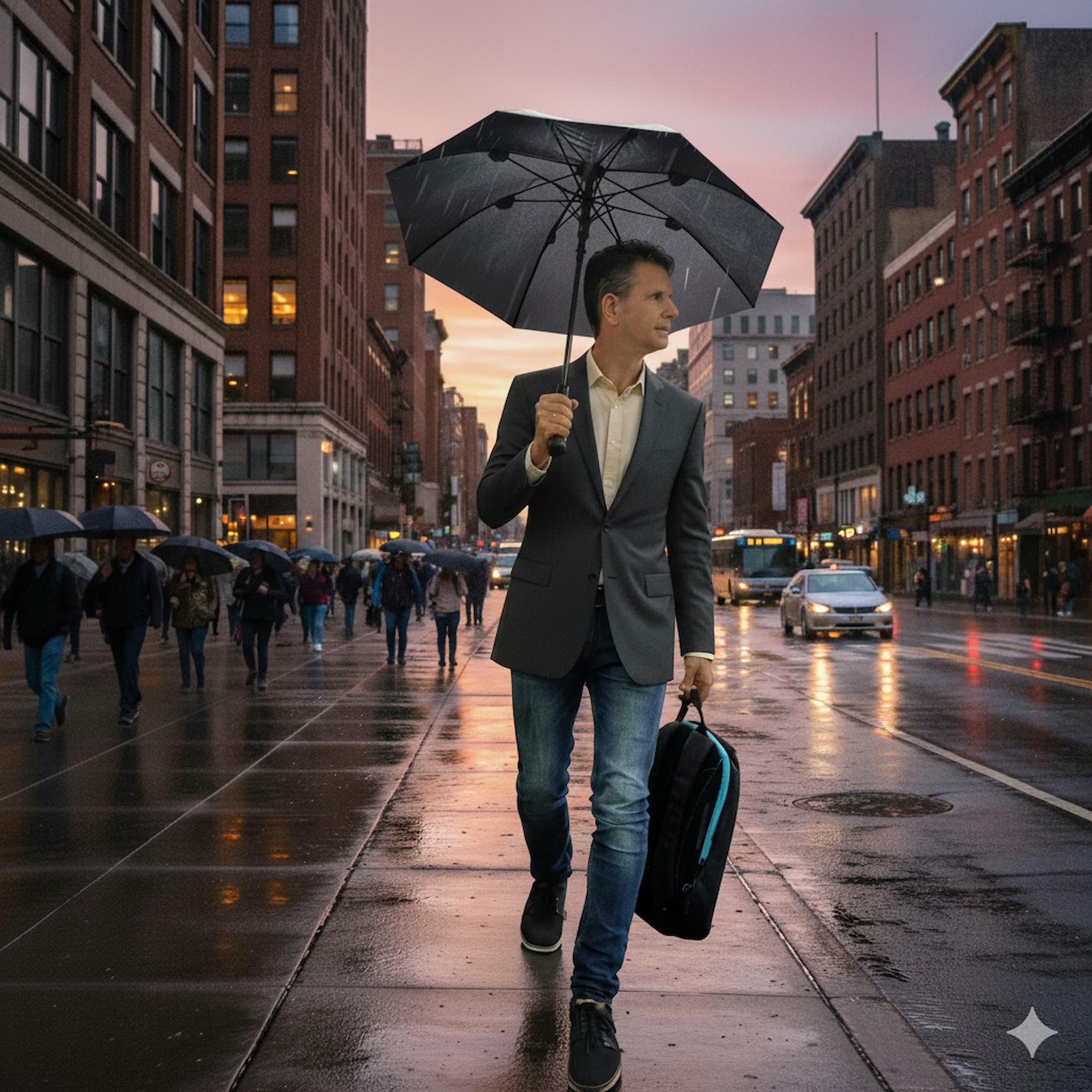 Safety Umbrella called "City Safe" (knob handle), Black